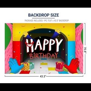 Poppy playtime Happy Birthday Backdrop